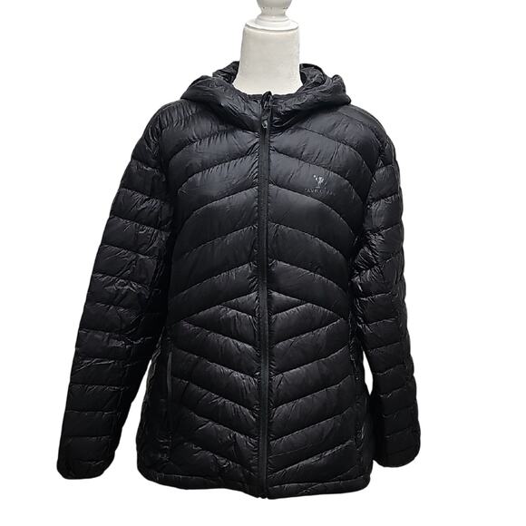 Camelcrown Women's Black Full Zip Hooded Down Puffer Jacket w/Glass Case Size 2X - Picture 2 of 12